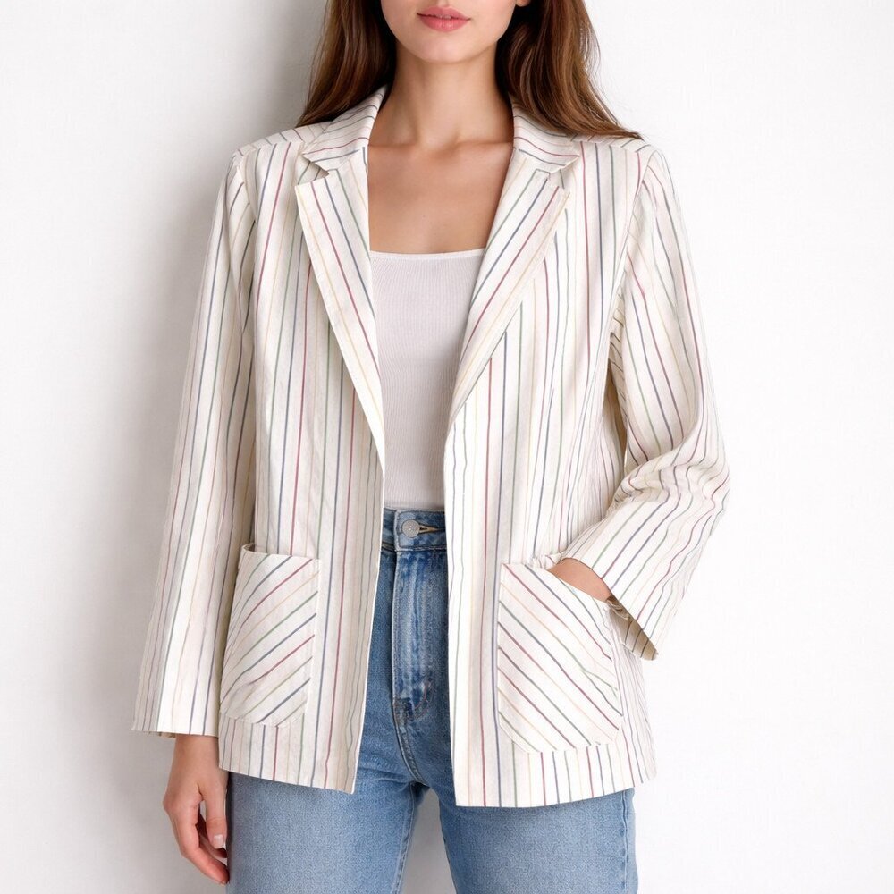 Lady Copley LTD Striped Cotton Work Blazer L